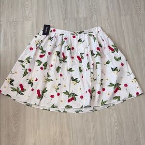 TAYDEY floral A-Line Skirt in White with Red and Green size 2xl NWT